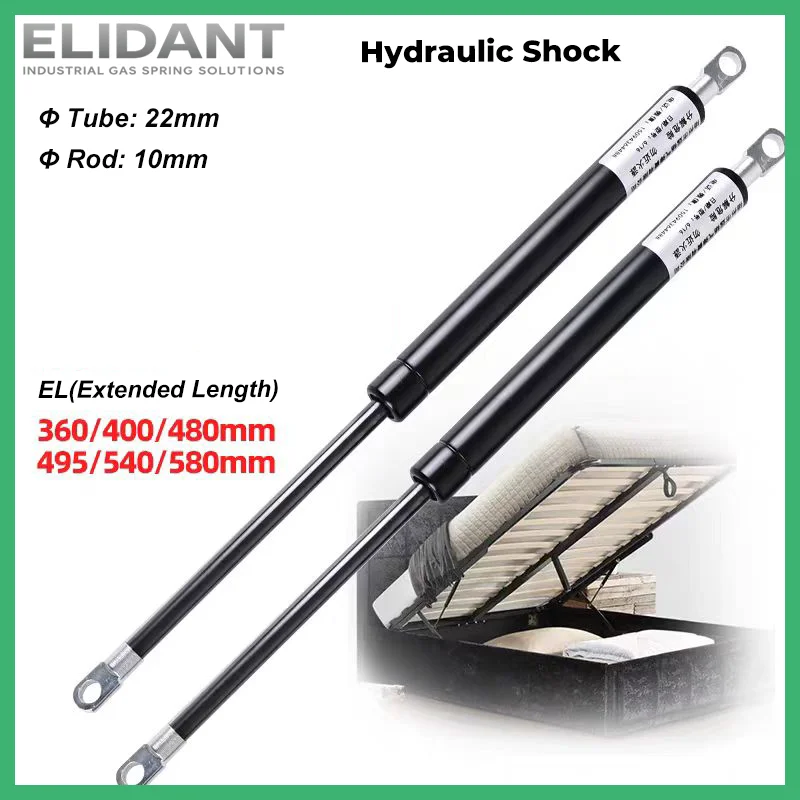 2PCS 600-1000N 360-580mm Universal Gas Strut Hydraulic Lift Support for Double Bed Window Lid Eyelet End Heavy Duty Spring