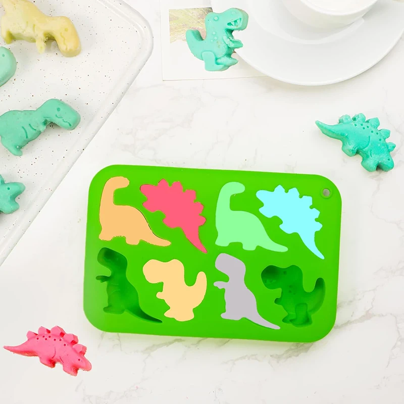 Dinosaur Jello Silicone Mold Chocolate Dino Treats For Kids Birthday Party Candy Crayon Cute Soap Cupcake Topper Decorating Tool