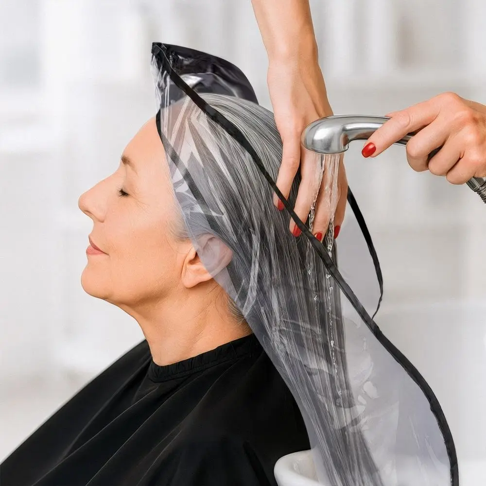 Lightweight Adjustable Clear Hair Washing Funnel Reusable Waterproof Shampoo Shawl Versatile Keep Dry Hair Rinse Cape Elderly