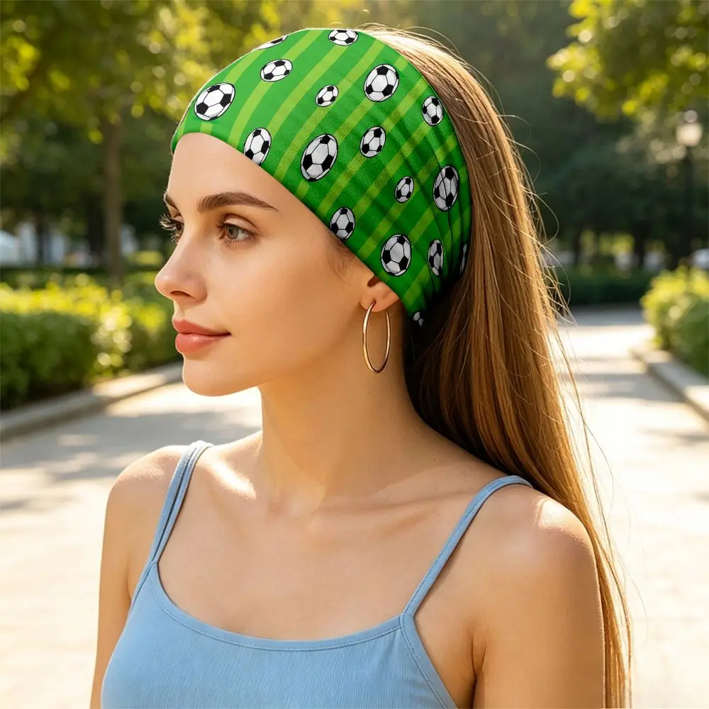1pc Women's Soccer Print Wide Headbands, Stylish Sports Headbands, Stretchy Exercise Workout Head Wraps. Ideal for Yoga, Running