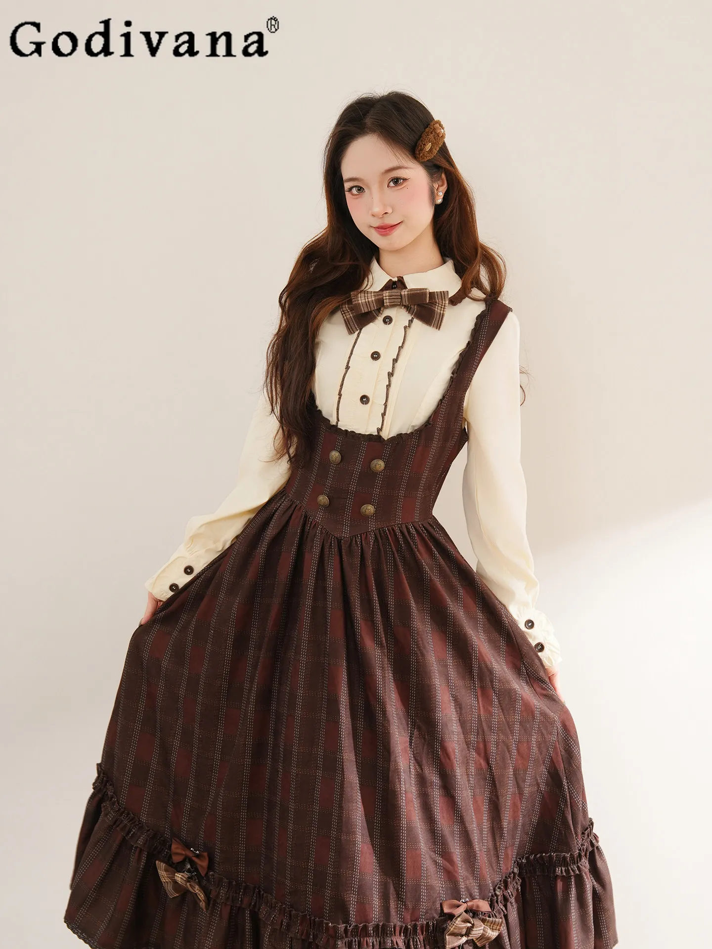 

Japanese-style College Pattern JK Uniform Lolita Outfit 2026 Spring Long-sleeve Shirt Women's Suspender Dress Two-piece Set