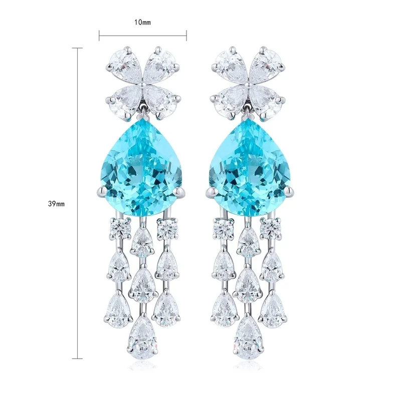 Lab Grown Paraiba Tourmaline Stud Earrings in S925 Sterling Silver Minimalist Dainty Ear Studs for Women Daily Use and Gift Read