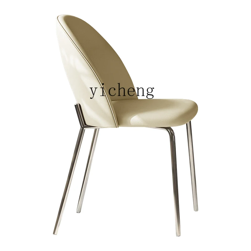 ZC Cream Style Leather Dining Table and Chair Modern Simple Home Designer Make-up Chair Backrest Chair