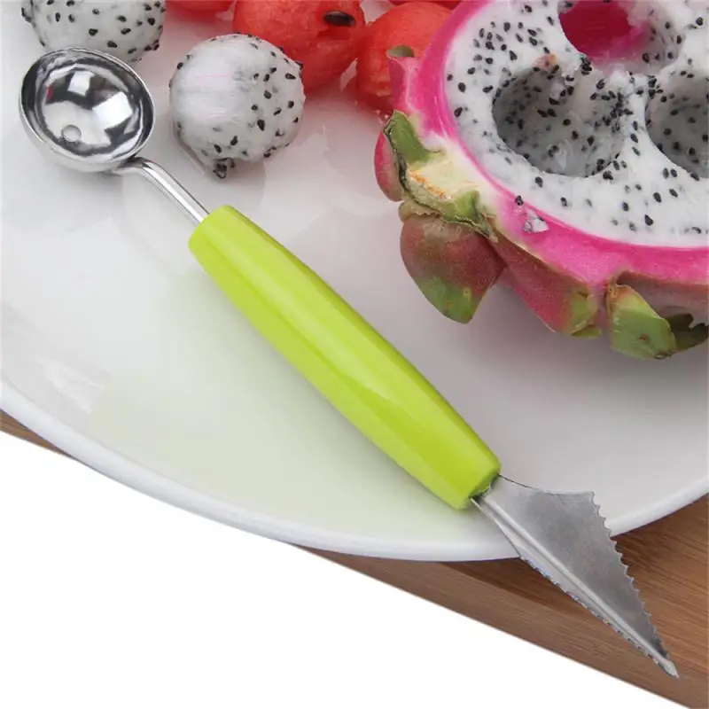 Double-headed Fruit Digger Multi-functional Stainless Steel Digging Spoon Water Ripple Carving Knife Ice Cream Watermelon Diggin