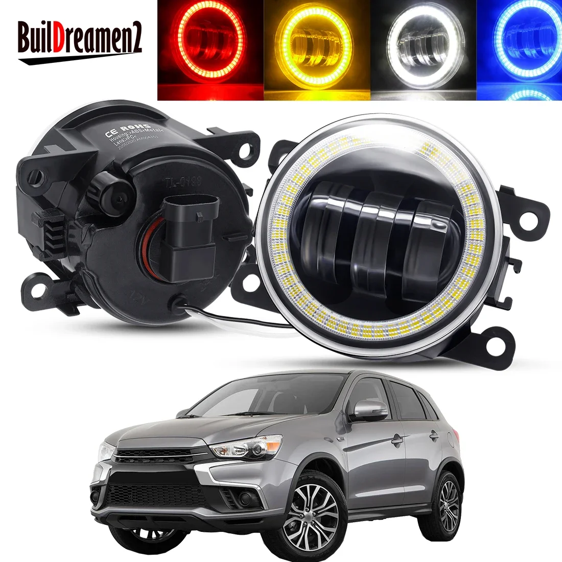 

2 Pieces Car Angel Eye Fog Light Assembly LED Lens DRL Fog Daytime Running Lamp 30W 6000LM 12V For Mitsubishi RVR 2013-2018
