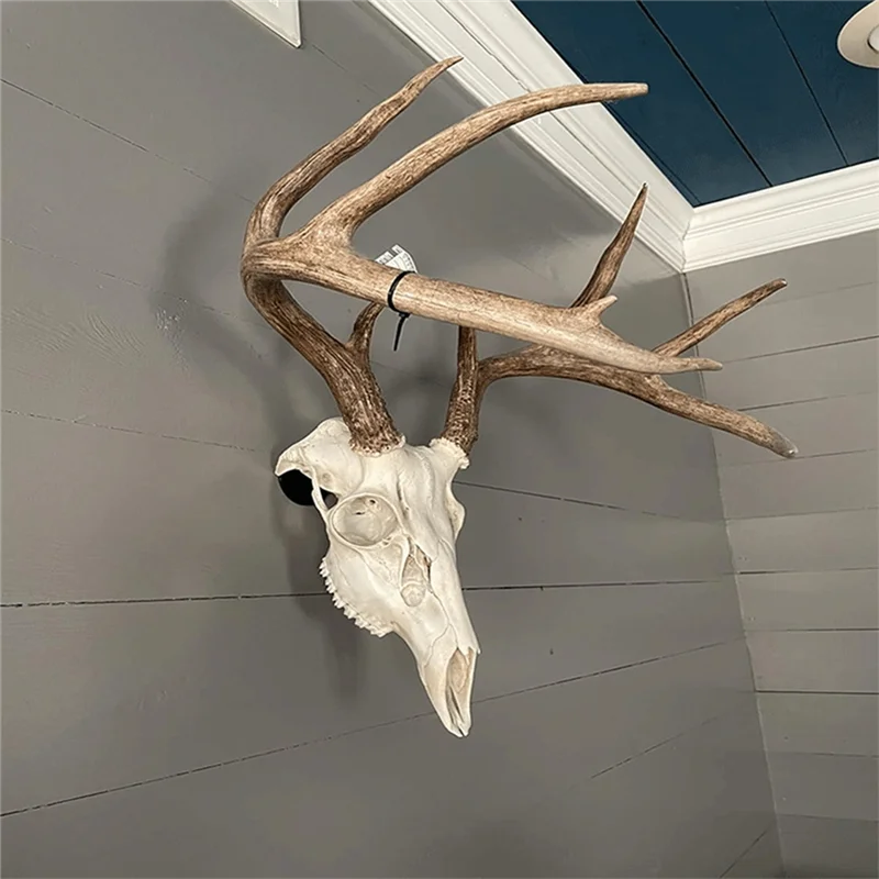 ABFU-No Show White Leather Whitetail Deer Skull Mount Hanger-For Hog Antelope Coyote, Bobcat, Axis-Quickest Install Design