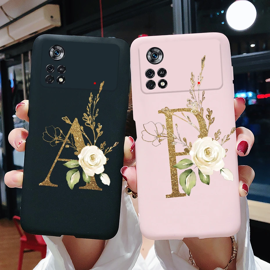 For Xiaomi Poco X4 Pro 5G Case Cute Letters Cover Slim Soft SIlicone Funda Phone Case For Xiaomi Poco X4 X 4 PocoX4 Pro 5G Shell