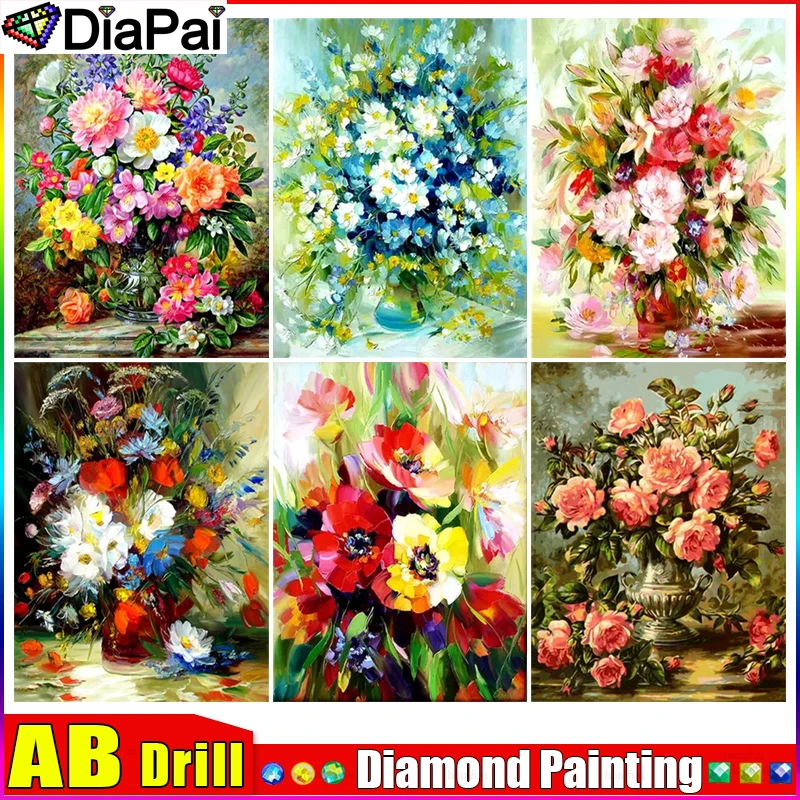 DIAPAI-Kit de broderie diamant AB 5D, peinture à l'huile de fleurs, bricolage, point de croix, décoration de la maison, cadeau