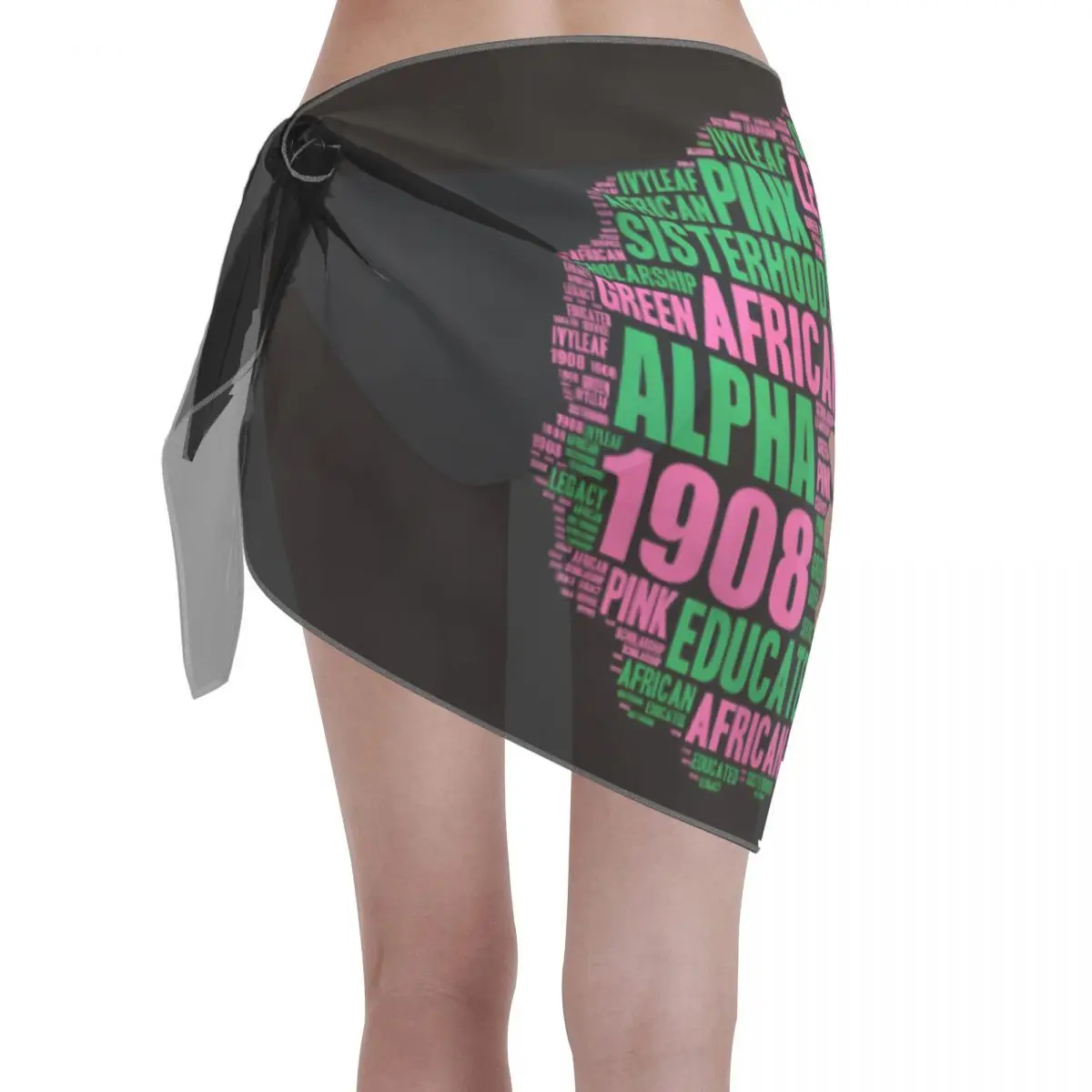 Benutzerdefinierte AKA Sorority Girl 1908 Frauen kurze Sarongs Strand Wrap 3D-Druck für Bademode Strand Bikini Wrap Kleider Badeanzug Coverups