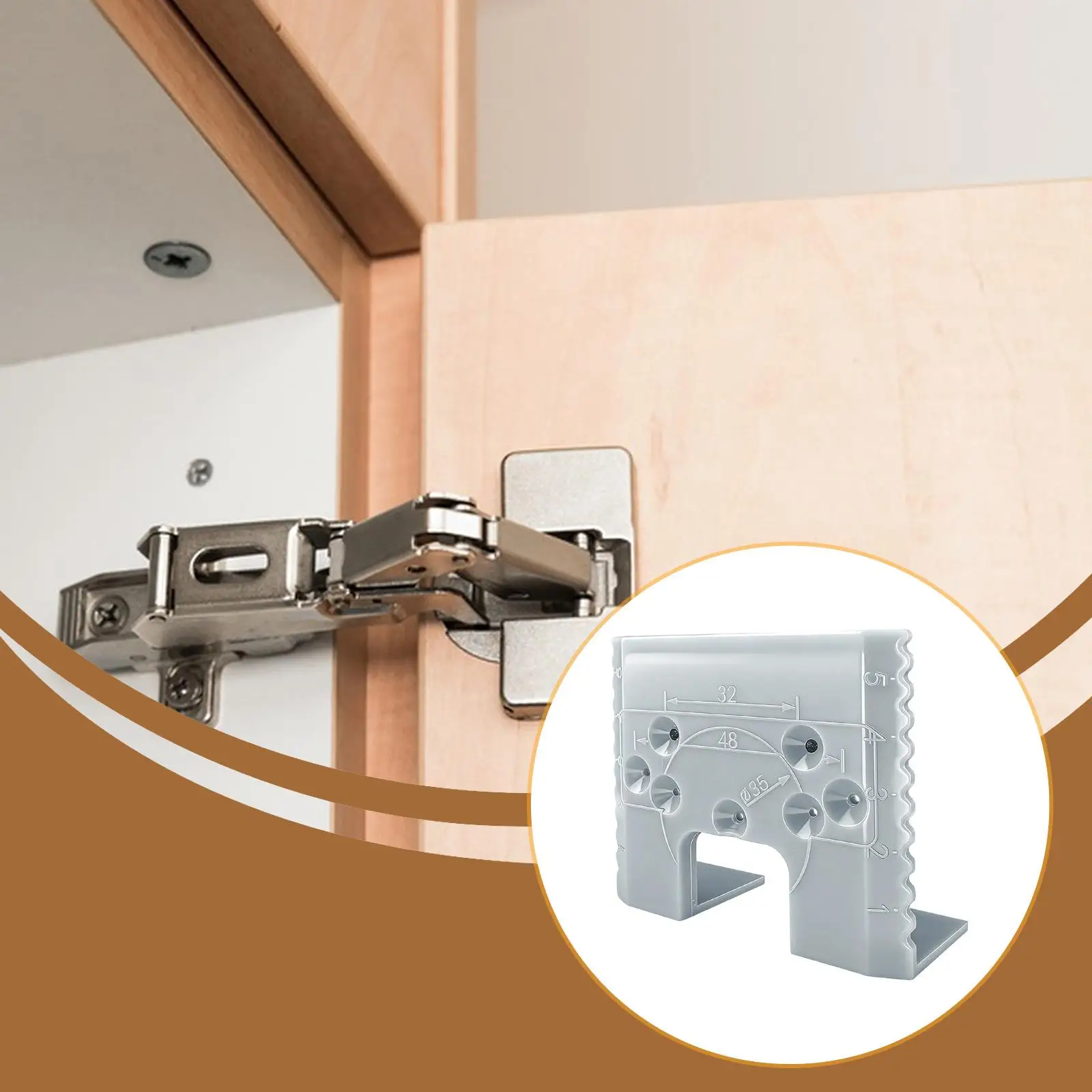 Cabinet Door Hinge Jig Guide 2mm Installation Aid Fixing Plate Portable Sturdy Reusable Hinge Positioning Ruler