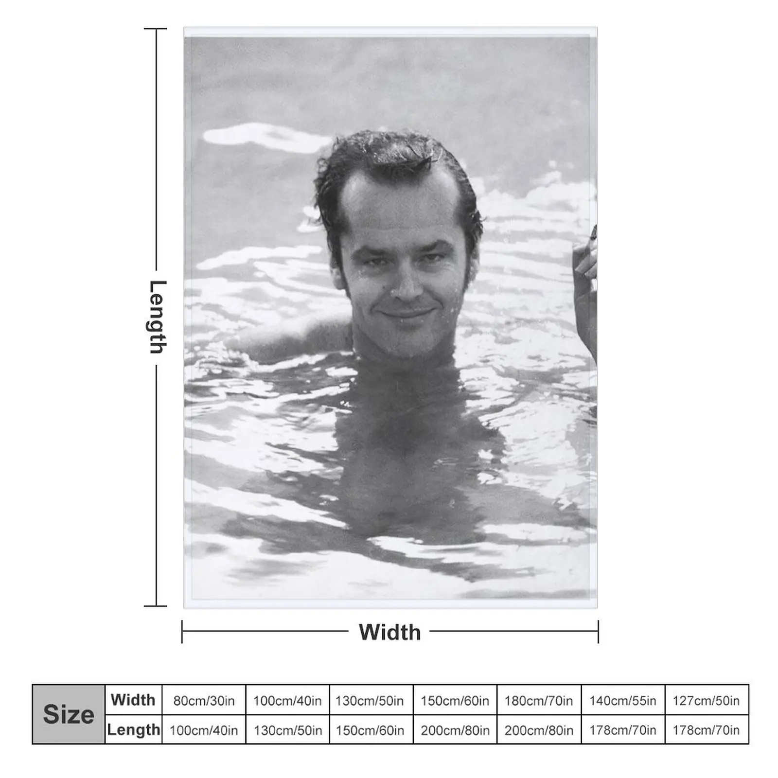 Jack Nicholson, Smoking in Pool, Retro Black and White Photograph Throw Blanket Bed Travel Blankets