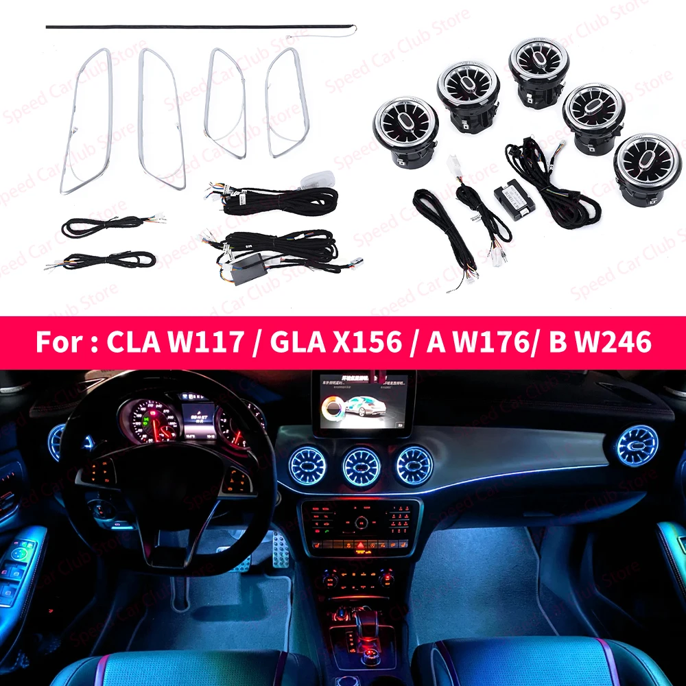 12/256 Colour LED Ambient Lights For Mercedes-Benz A/CLA/GLA W176 W117 W156 A45 CLA45 Car Air Vents Turbine Nozzle Decorate Lamp