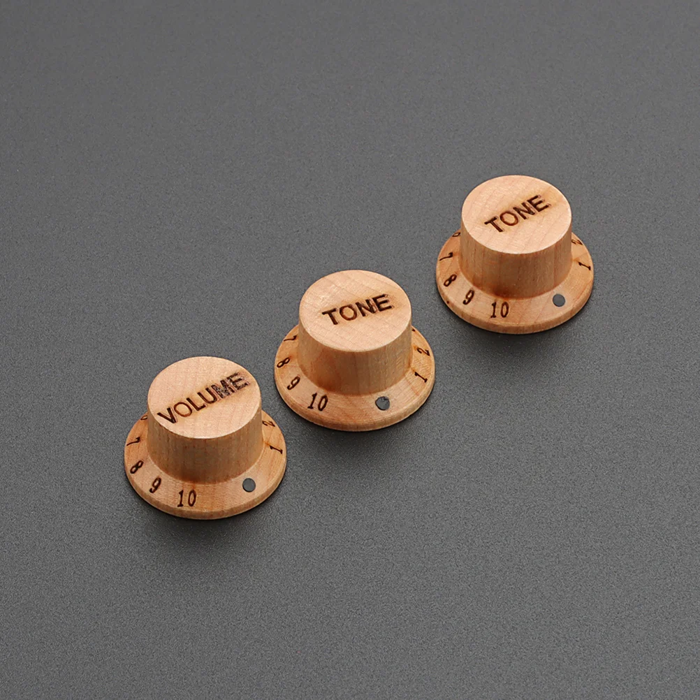 3 Pcs Guitar Knob Parts Potentiometer Caps Replacement Volume Useful Bass Knobs Wood Control Electric for