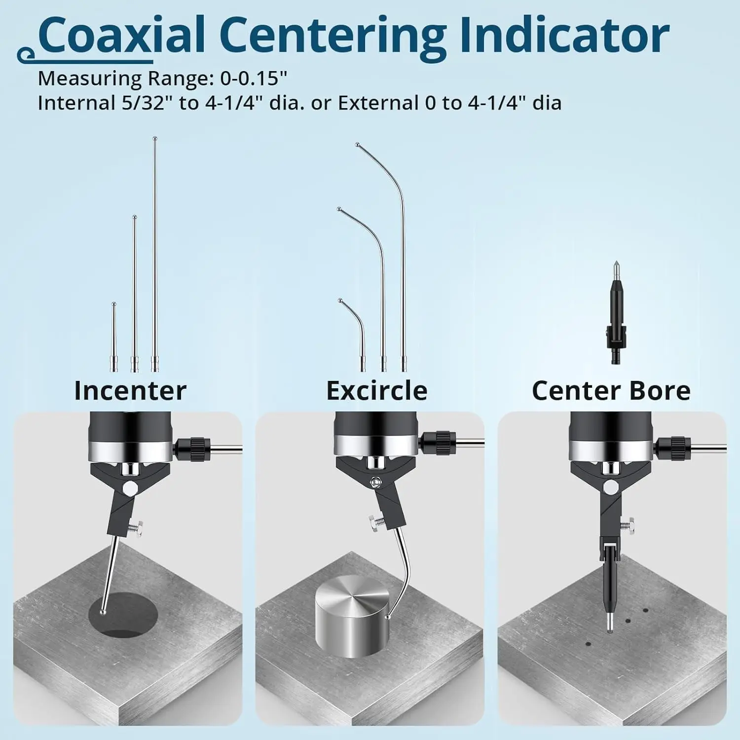 Coaxial centering indicator 0.015”/0.0005” digital indicator kit Mounting Shank for Boring/Milling Machine Test Indicator