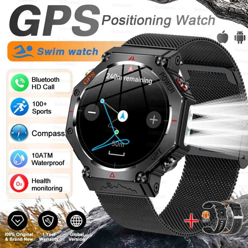 T-Rex 3 Ultra Militaire GPS Smart Watch 10 ATM Waterdicht Kompas Hoogtemeter Barometrische AMOLED Heren HD Oproep Sport Smartwatch
