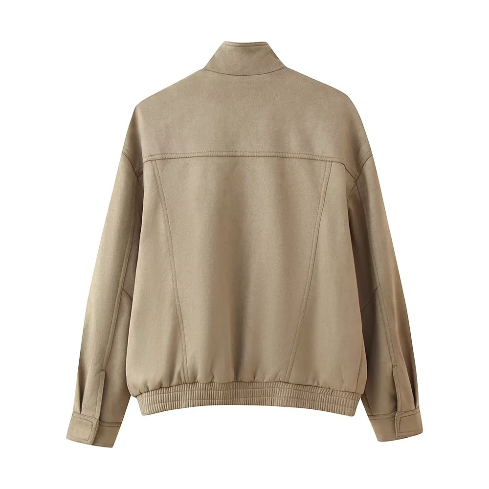 European and American style autumn new women's clothing design sense versatile suede texture leather jacket