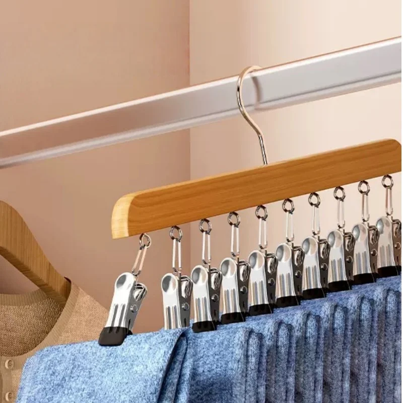 Hosenbügel mit 10 Wäscheklammern, platzsparender Schrank-Organizer für Hüte, Krawatten, Gürtel, Unterwäsche, Röcke, tragbar, Aufbewahrung zu Hause, Wohnheim