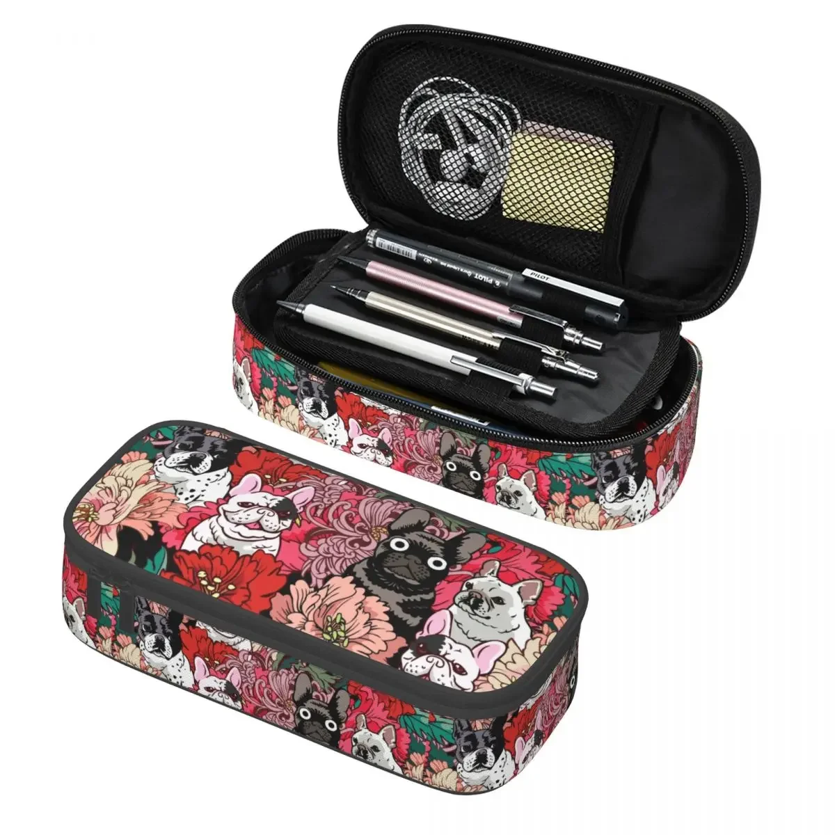 

Custom Kawaii French Bulldog Flowers Pencil Case for Girl Boy Large Storage Frenchie Dog Lover Pencil Bag School Supplies