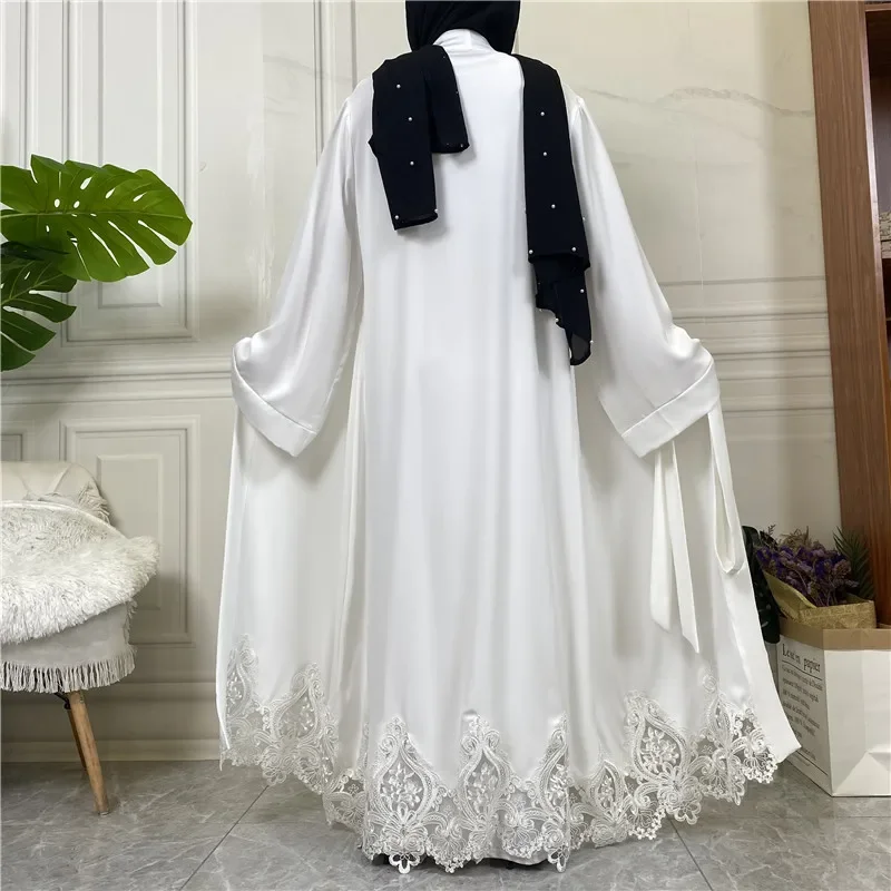 Eid Open Abaya Kimono Embroidery Muslim Long Hijab Dress White Plain Abayas for Women Dubai Turkey Kaftan Robe Islamic Clothing