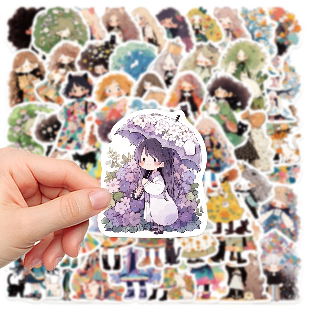 

10/30/50pcs Cute Cartoon Girl Creative Stickers Aesthetic Decals Toy DIY Notebook Phone Suitcase Cute Decoration Sticker for Kid