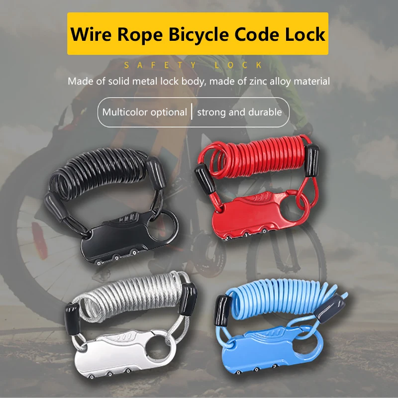 

Mini Bike Lock Fold Backpack Cycling Helmet Cable Lock 3 Digit Combination Anti-theft Motorcycle Lock