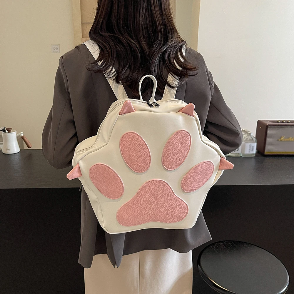 Weird ugly cute girl cat scratch bag japanese style ins dual-purpose shoulder bag large capacity stylish versatile backpack student school bag