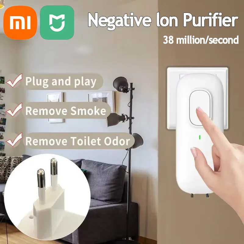 Xiaomi mini purificador de ânions plug-in purificador de ar com gerador de íons negativos remoção de odor para toilte quartos banheiros pet