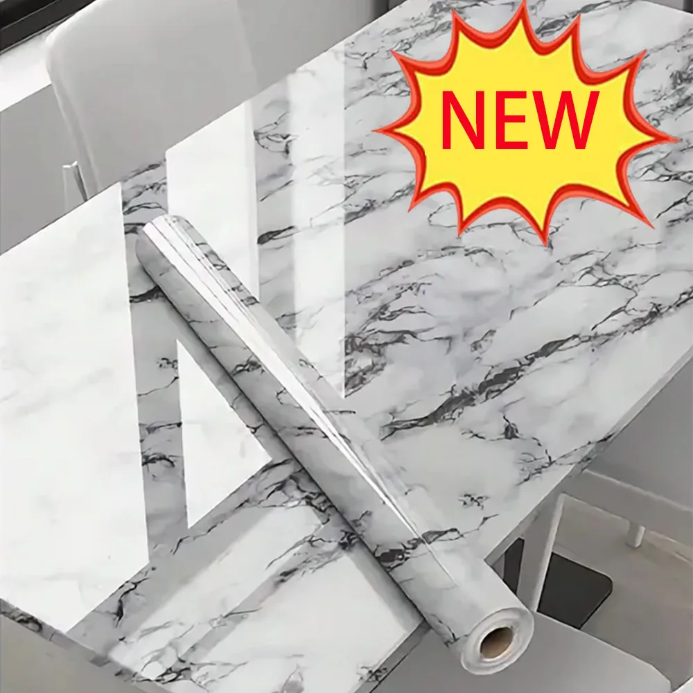 40cm Marble Decorative Waterproof and Moisture-Proof Film Self-Adhesive Wallpaper Wall Sticker for Kitchen Cabinets and Bathroom