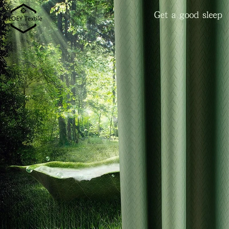

New French Style Matcha Green Curtains High Light Blocking Premium Feel Luxury Living Room Bedroom Trend Thick Milk Tea Drapes