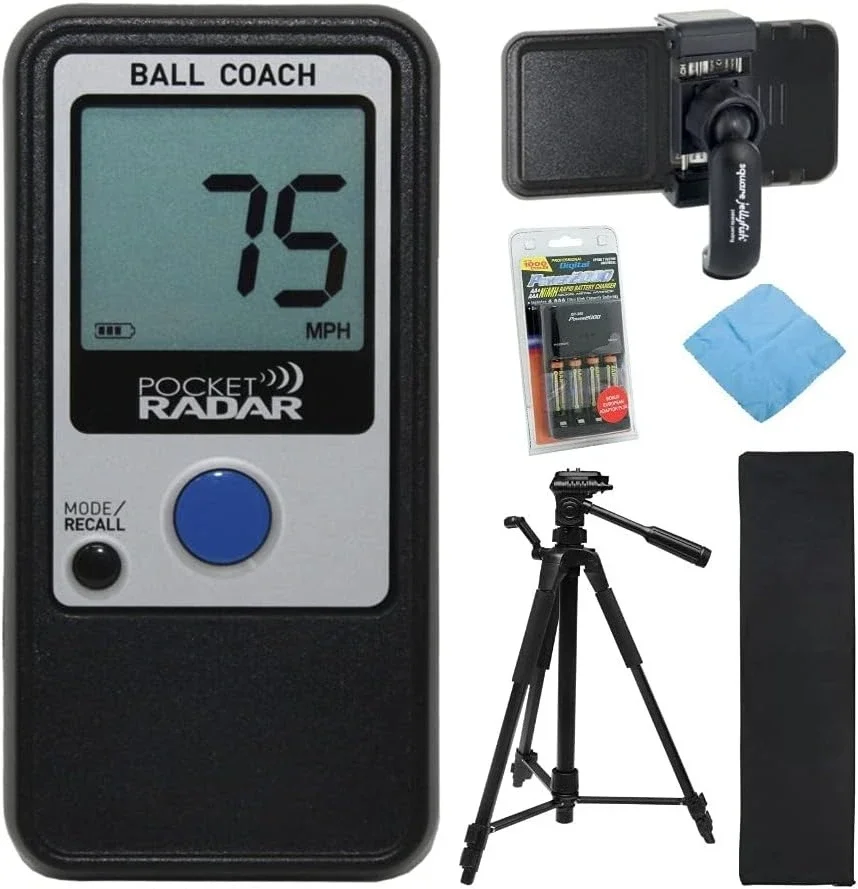 

Pocket Radar Ball Coach/Pro-Level Speed Training Tool and Radar Gun Bundle with 360-Degree Rotating Tripod Mount (3 Items)