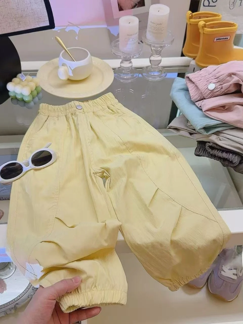 Pantalons de sport rafraîchissants à sec pour filles, pantalons longs et amples, vêtements décontractés d'été pour petites filles, nouvelle collection