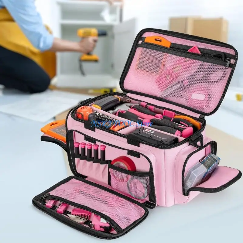à outils rose 14 pouces à coutures renforcées L8RC pour femmes avec poches latérales