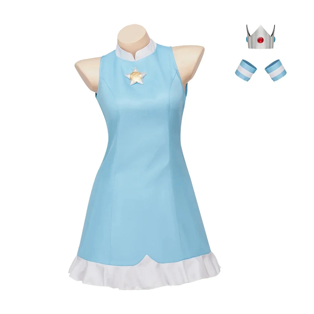 

Costume de princesse Cosplay Rosalina, vêtements de sport bleus, Costume de Tennis Rosalina, tenue de Cosplay, robe sans
