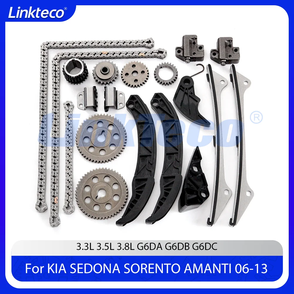 Kit de Cadena de Distribución con Guías y Engranajes para Motor 3.3L 3.5L 3.8L G6DA G6DB/C Compatible con HYUNDAI SONATA AZERA KIA SORENTO 06-14