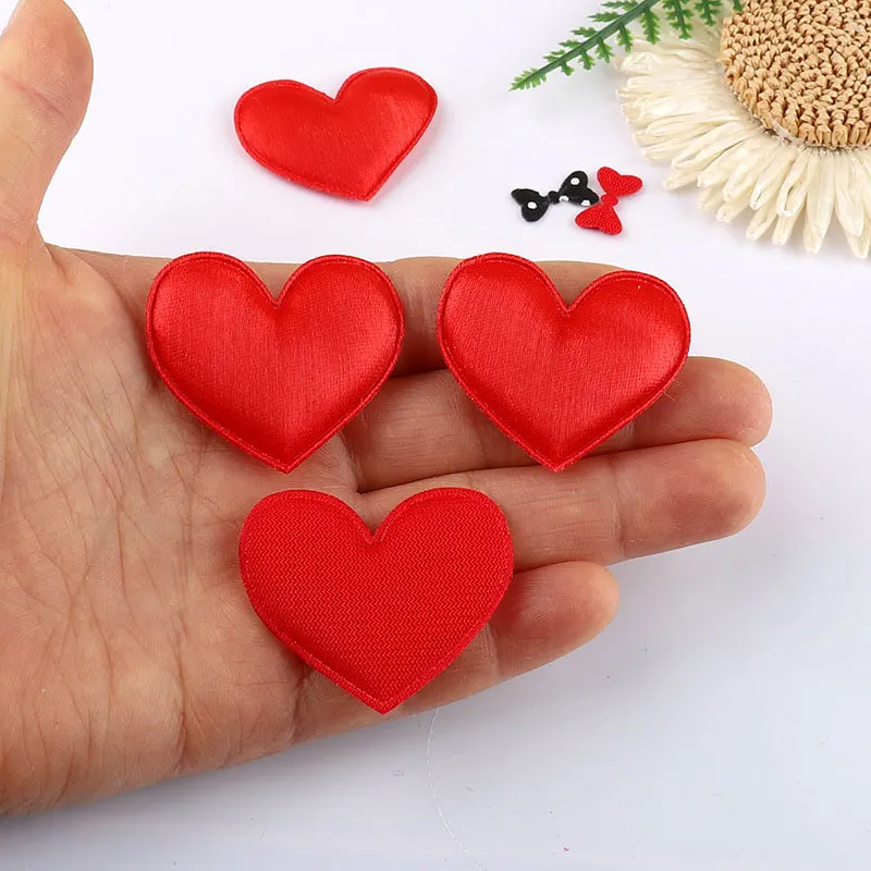 100 Stück 4CM Hitzegepresste Stoff-Herzapplikationen für DIY Handgemachte Haarspangen, Taschen, Hüte, Spielzeug und Stoffaccessoires – Detail 9