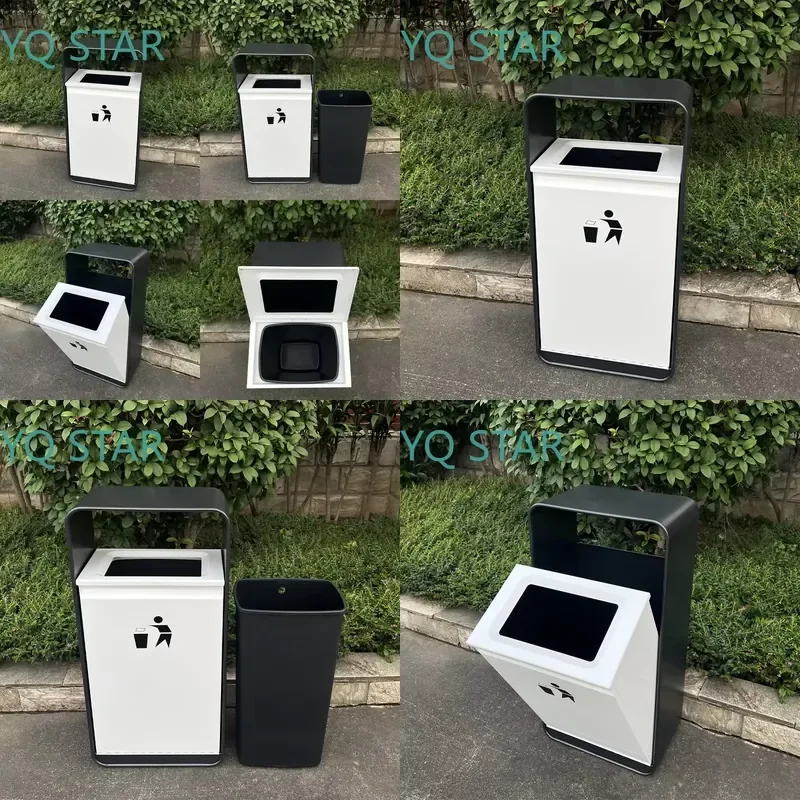 25L Large Capacity White Trash Can Side Open Cover Waste Bin for Elevator Entrance Corridor Company Lobby High Grade Garbage
