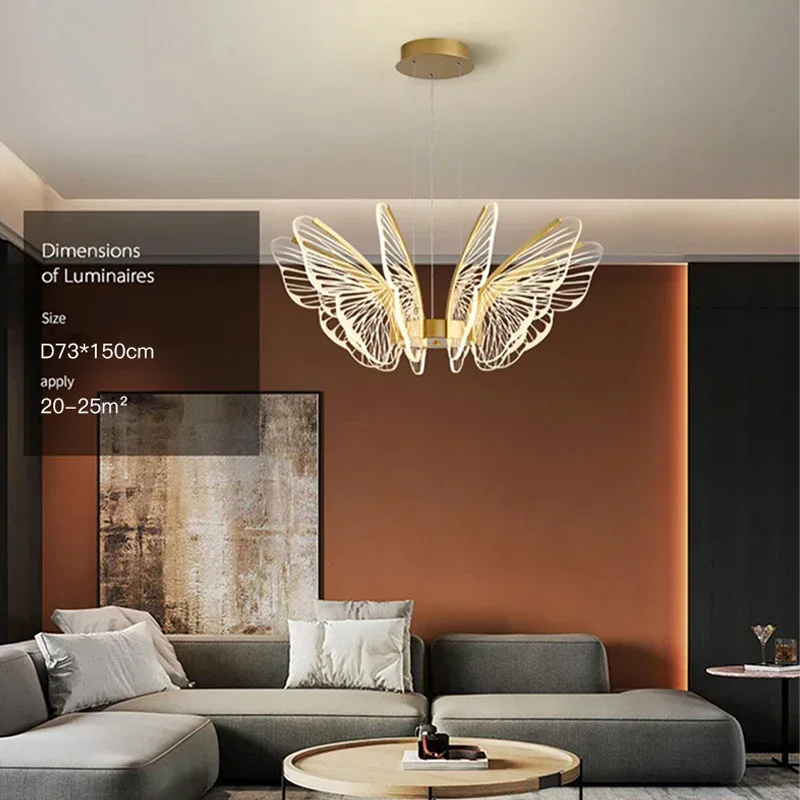 Art Butterfly Bedroom Pendant Light Modern Creativity Minimalist Dining Room Chandelier Dining Table Hanging Lamp Luster Fixture