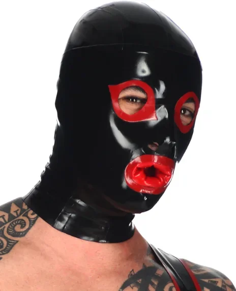 

100% latex Rubber Gummi Black Mask, handsome, party, comfortable, hand-tailored, role-playing xs-xxl 0.4 mm