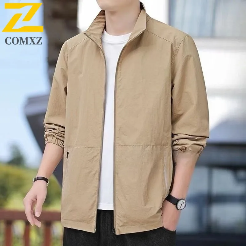 

Новая мужская куртка, уличная ветрозащитная легкая повседневная туристическая куртка, рабочая водонепроницаемая осенняя облегающая куртка с капюшоном