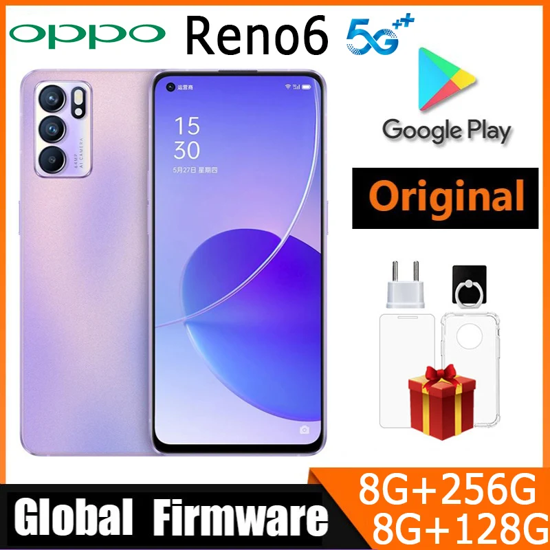 OPPO Reno6 5G Smartphone Global firmware RAM 8GB ROM 256GB CPU MTK Dimensity 900 64MP camera with 4300mAh battery used phone