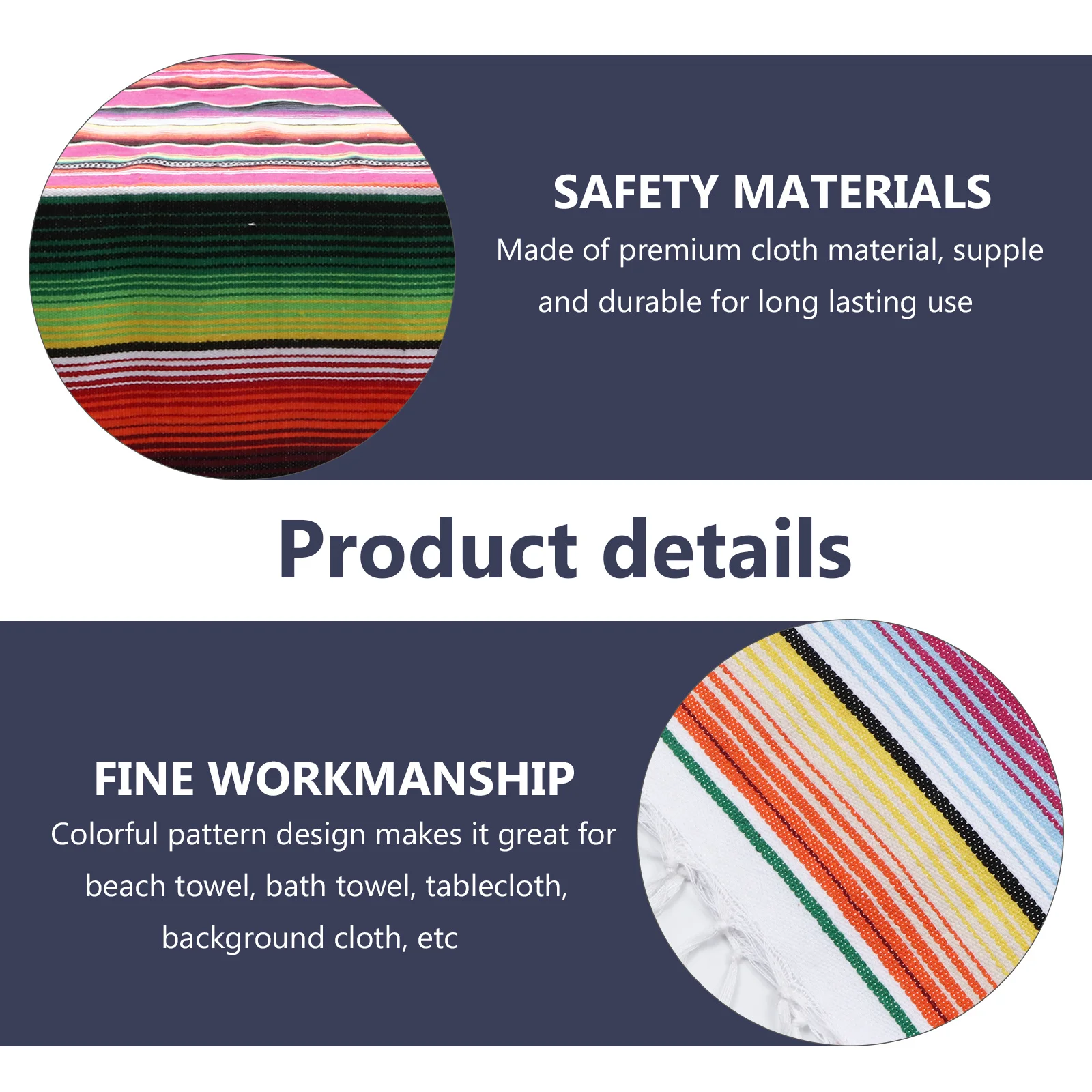 

Rainbow Table Blanket Colorful Desktop Rug Stylish Mexican Design for Dining Sofa Couch Decorative Home Accessories