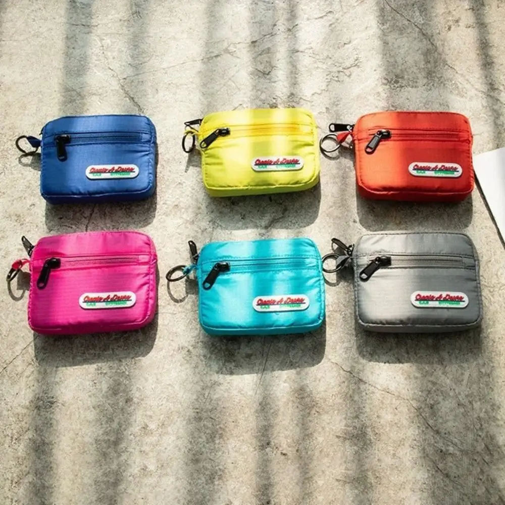 New Nylon Coin Pouch RFID Blocking Solid Color ID Badge Holder Waterproof Short Wallet Student