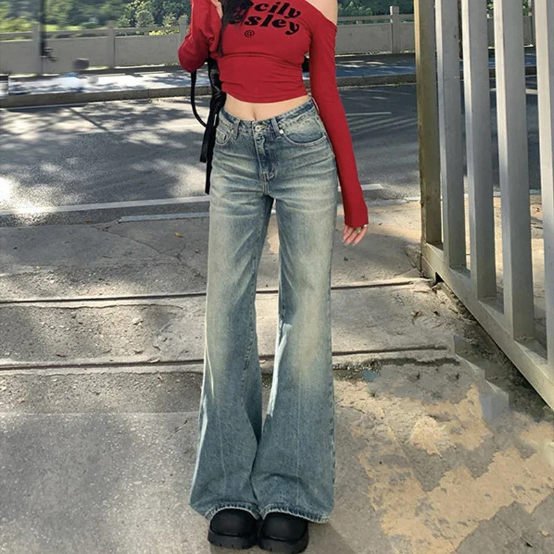 

CASUMANL Brand Washed Straight Leg Jeans Females American Vintage Autumn New 2024 Wide Leg Jeans for Women Baggy Streetwear