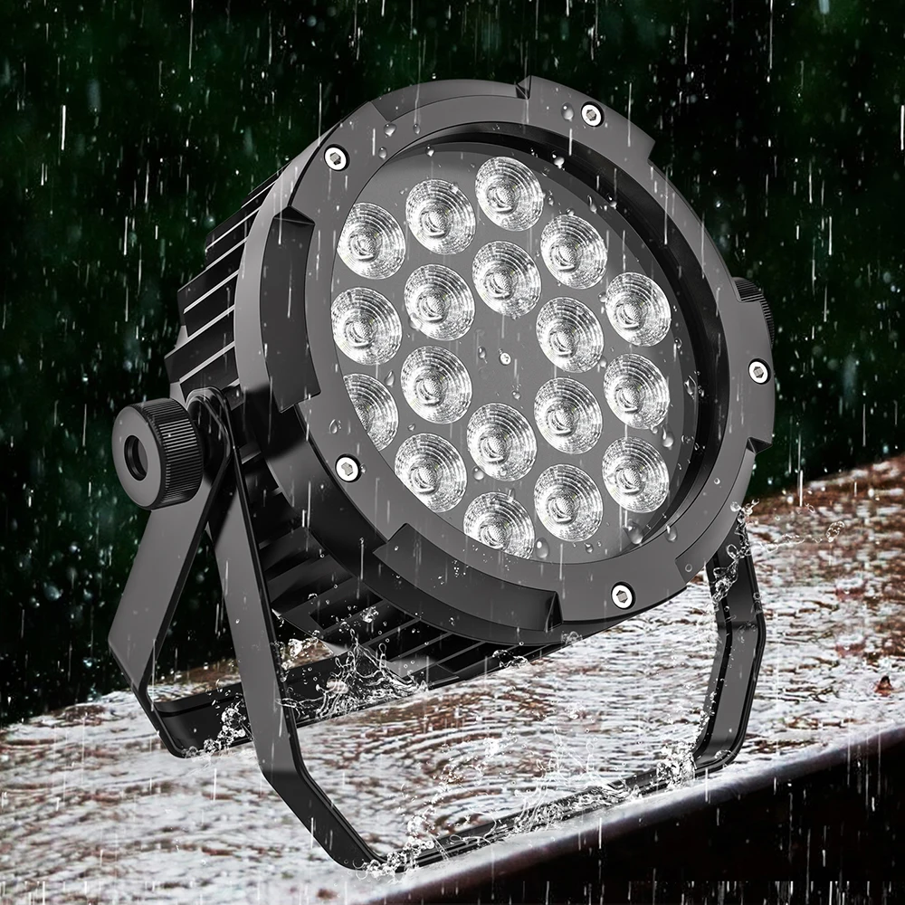 18x18w IP65 Led Par Light RGBWA UV 6in1 Luce da palco muta impermeabile per esterni adatta per illuminazione paesaggistica per prestazioni all'aperto