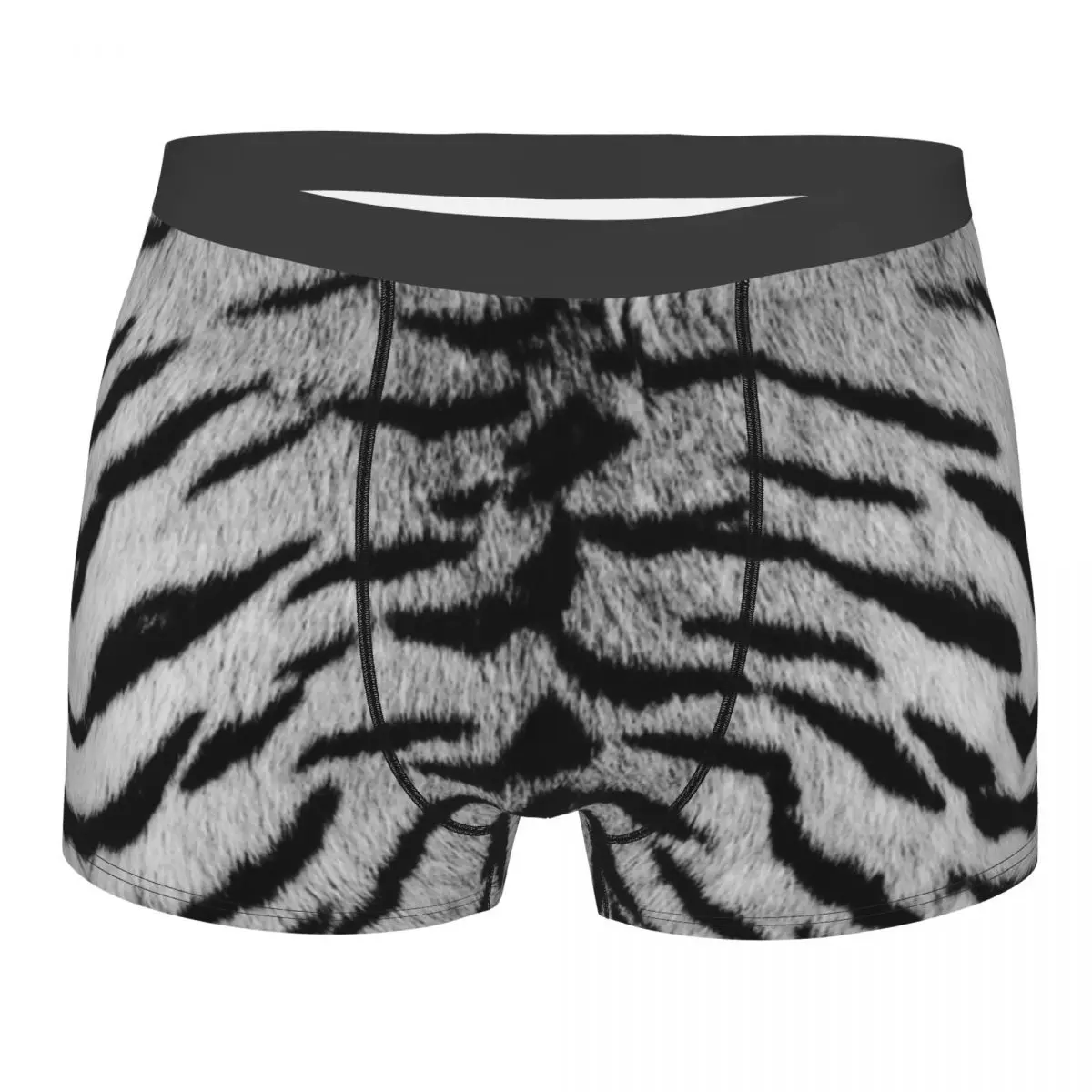 Custom Novelty Gray Tiger Skin Printed Boxers Shorts Panties Male Underpants Stretch Tropical Wild Animal Briefs Underwear