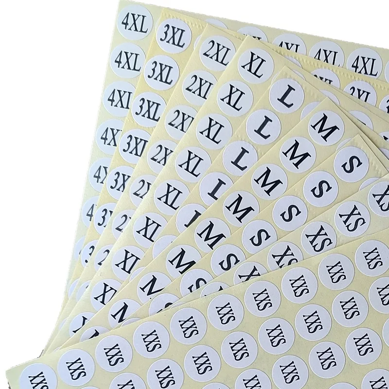 

Adhesive Paper Stickers Labels for Clothing, DIY Decoration Supplies, XXS,XS, S, M, L, XL, 2XL, 3XL, 4XL Size