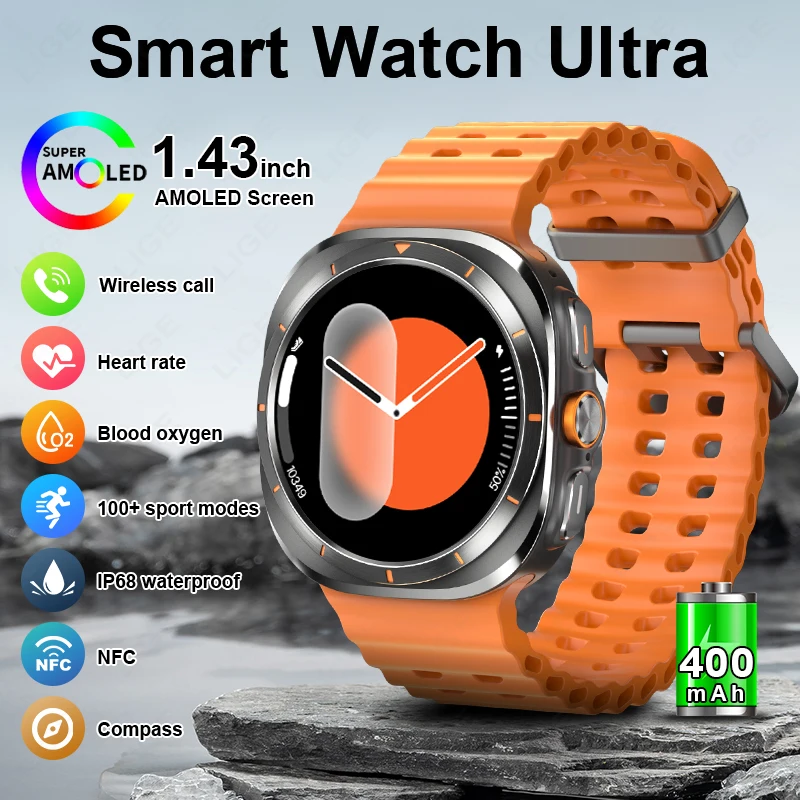 

LIGE New Smart Watch Men AMOLED Display NFC Compass Wireless Call Sport Watch For Xiaomi Huawei Health Monitor Smartwatch Women