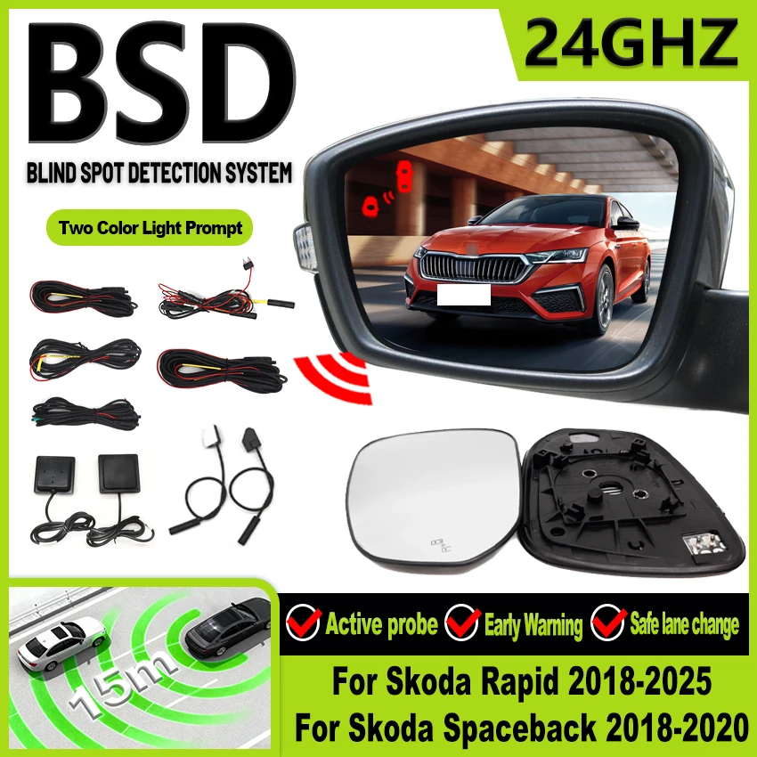 BSD BSA Millimeter Wave Radar Blind Spot Detection System Lane Change Parking Assistance For Skoda Rapid Spaceback 2018-2025
