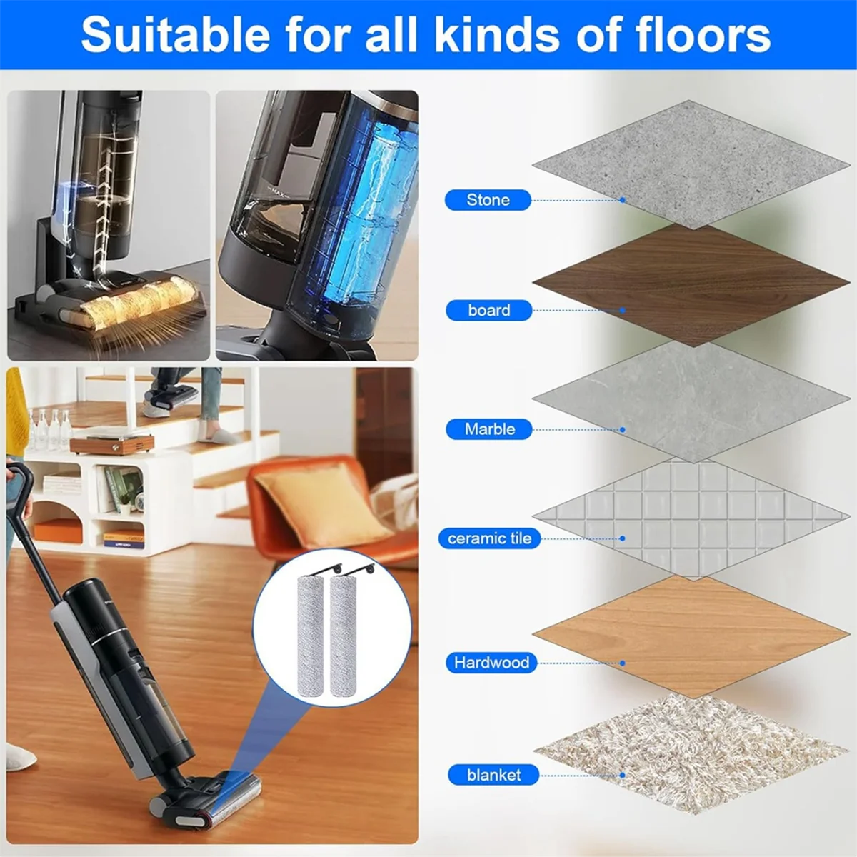 Per Dreame H12 Pro / H12 Dual Cordless Wet and Dry Aspirapolvere Spazzole a rullo Filtri HEPA Parti di ricambio