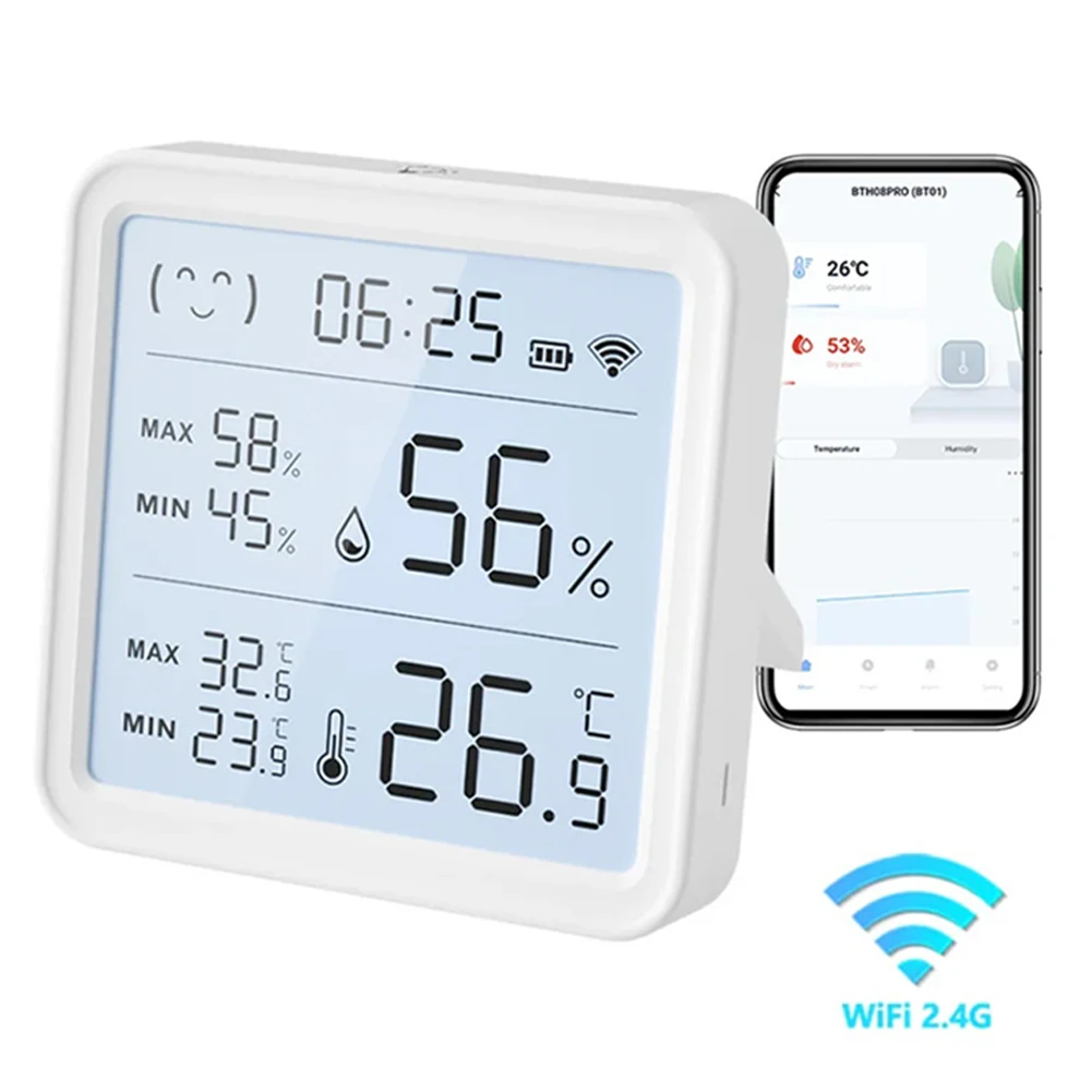 Temperature Humidity Sensor Remote Control Indoor Hygrometer Thermometer Digital Temperature Hygrometer Gauge for Indoor Outdoor